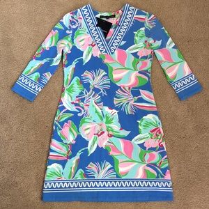 Barbara Erickson Blue and Pink Floral Dress